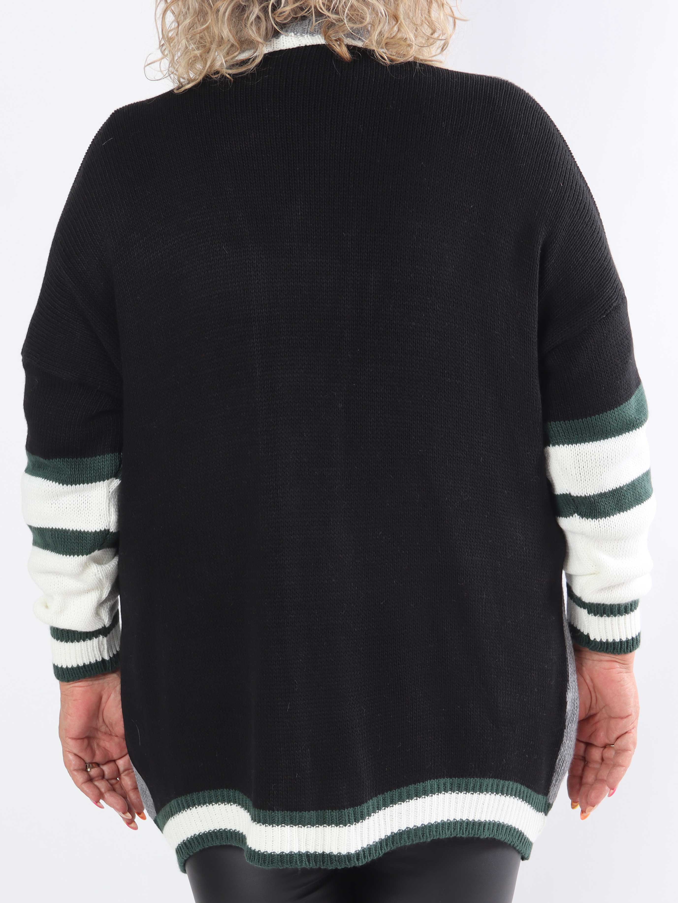 Diah - Flerfarvet plus size college strikcardigan